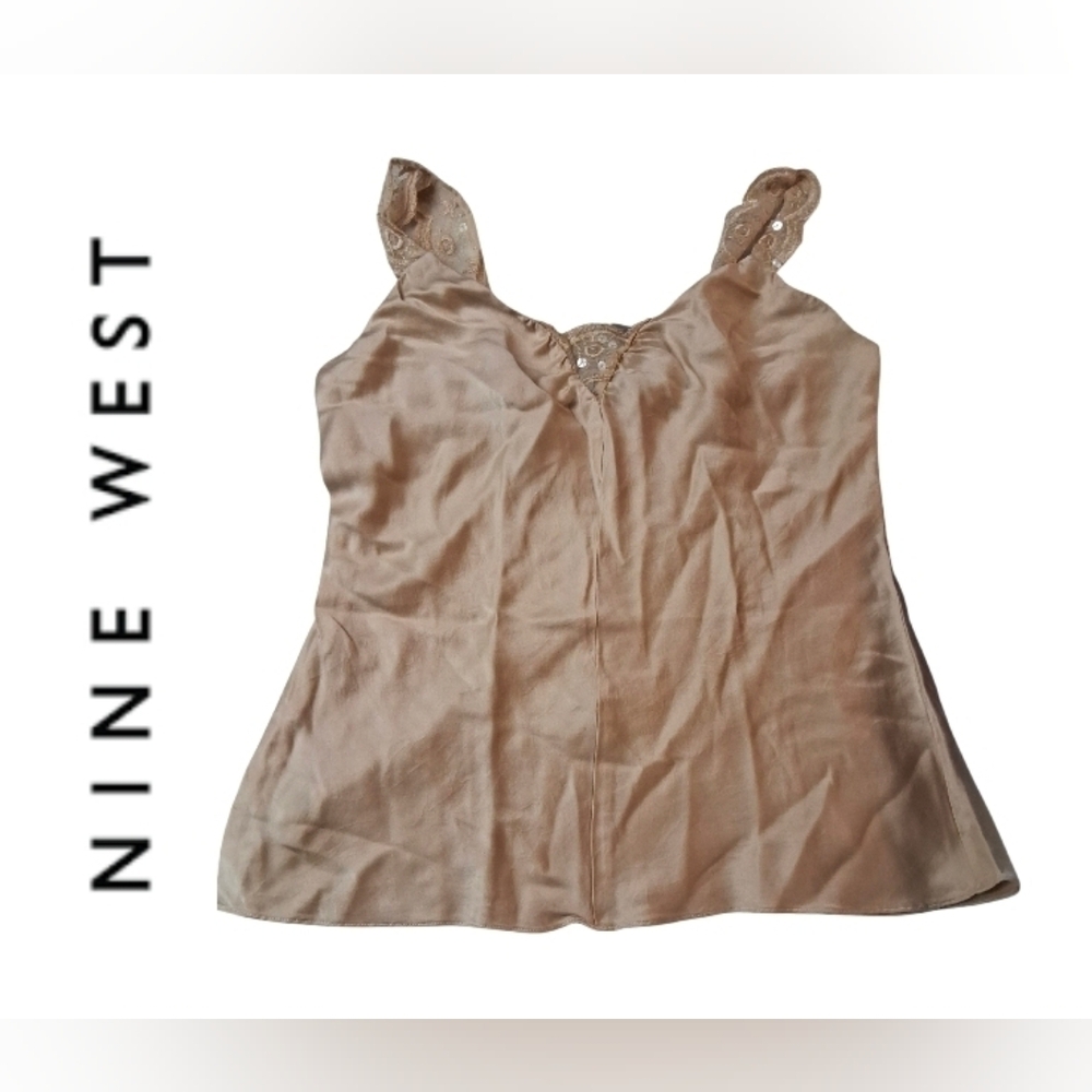✨️3 For $15✨️Nine West Vintage Y2K 100% Silk Cami In Cream EUC Size 10
